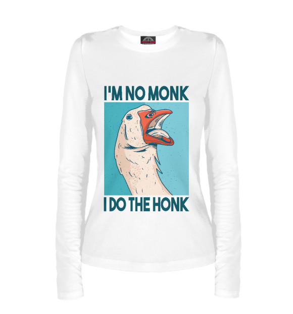 Женский лонгслив с притом I do the honk цвета Белый Женский лонгслив с изображением I do the honk цвета Белый