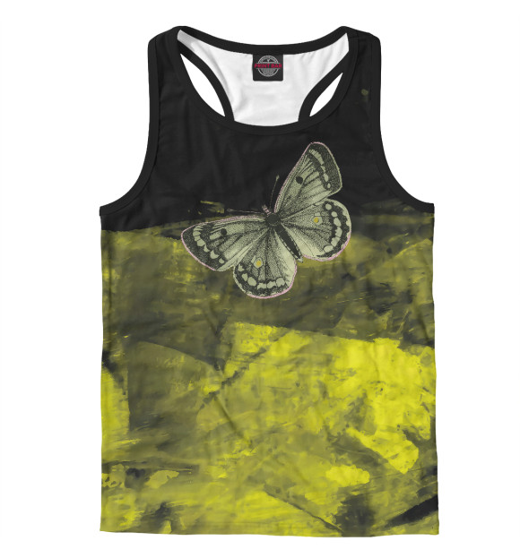 Мужская майка-борцовка с притом Vintage green butterfly цвета Белый Мужская майка-борцовка с изображением Vintage green butterfly цвета Белый