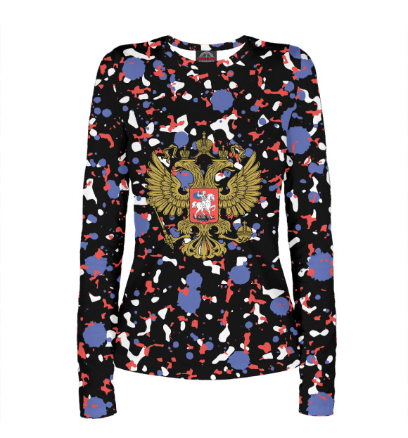 Женский лонгслив с изображением RUSSIA цвета Белый