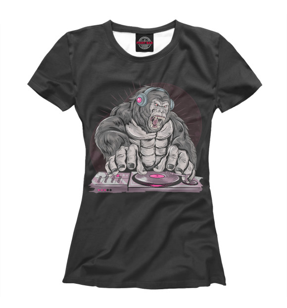 Женская футболка с изображением DJ Gorilla цвета Белый