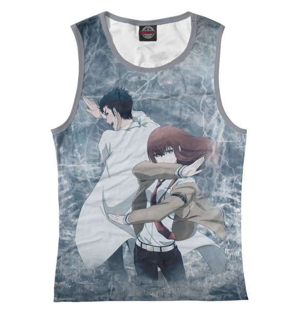 Женская майка с притом Врата Штейна цвета Белый Женская майка с изображением Врата Штейна цвета Белый