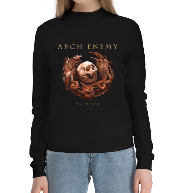 Женский хлопковый свитшот с изображением Arch Enemy цвета Черный