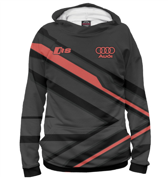 Мужское худи с изображением Audi RS цвета Белый