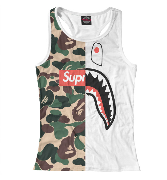 Женская майка-борцовка с изображением BAPE цвета Белый