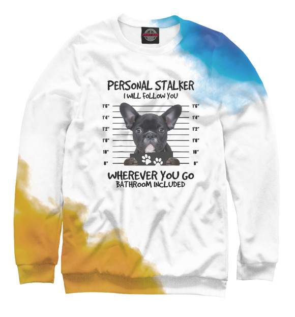 Мужской свитшот с изображением Personal Stalker bulldog цвета Белый