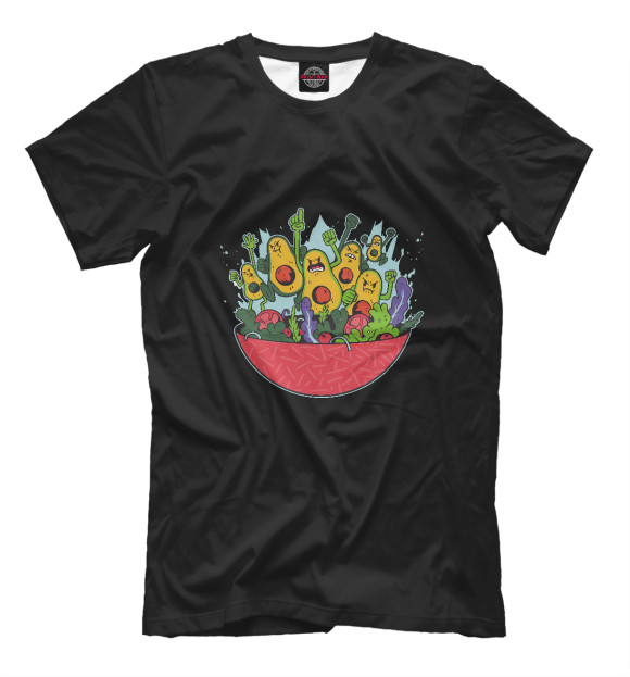 Мужская футболка с изображением Авокадо против салата цвета Белый