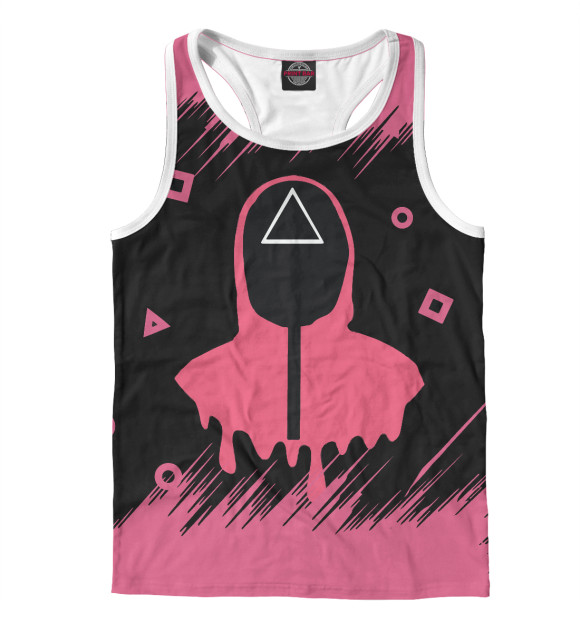 Мужская майка-борцовка с изображением Игра в кальмара цвета Белый