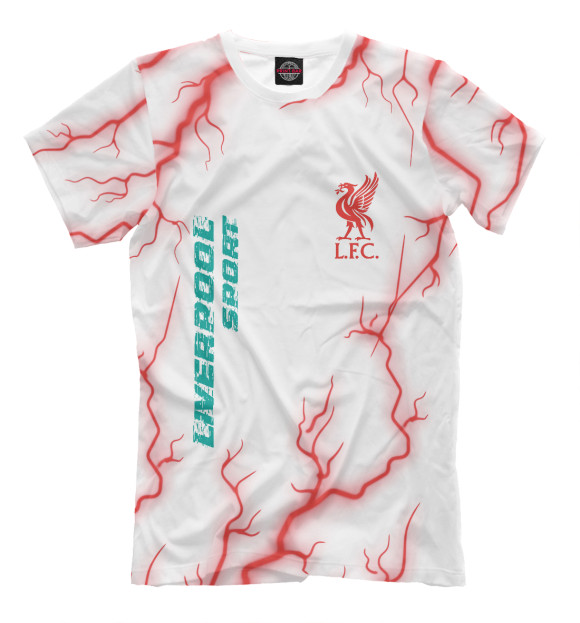 Мужская футболка с изображением Ливерпуль | Liverpool Sport | Молнии цвета Белый