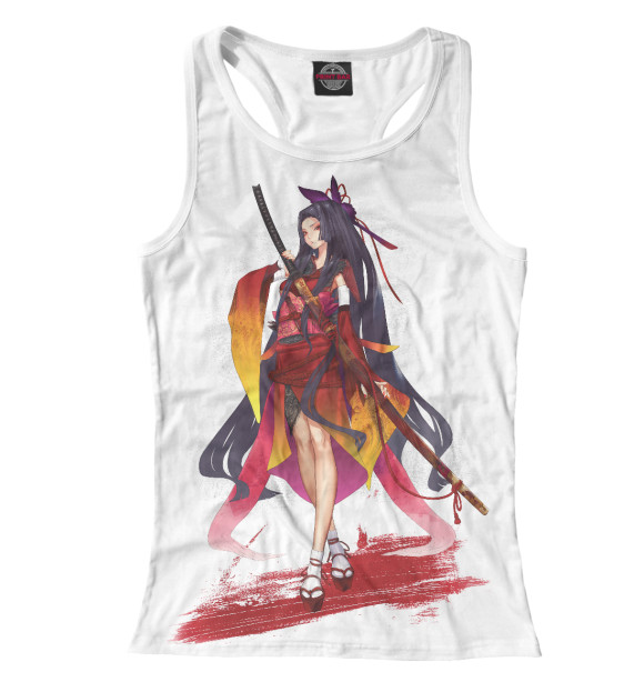 Женская майка-борцовка с изображением Воительница цвета Белый