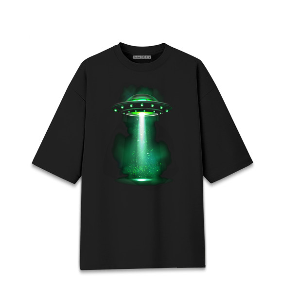 Женская футболка оверсайз с изображением НЛО цвета Черный