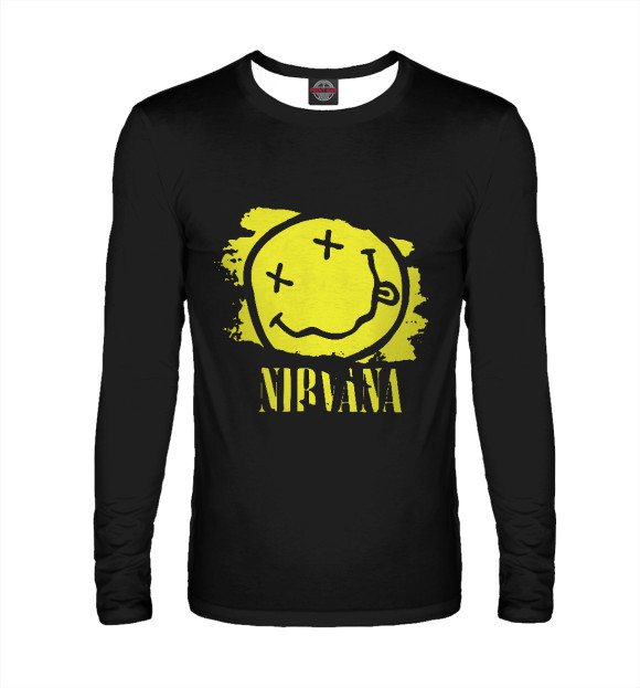 Мужской лонгслив с изображением Nirvana цвета Белый