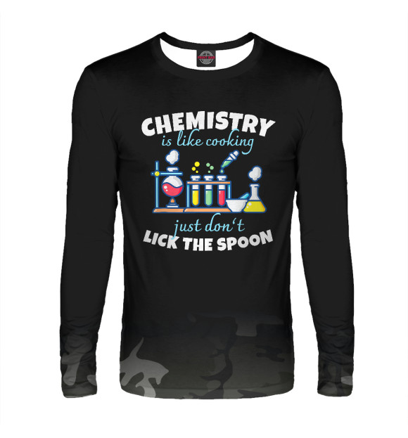 Мужской лонгслив с изображением Chemistry Is Like Cooking цвета Белый