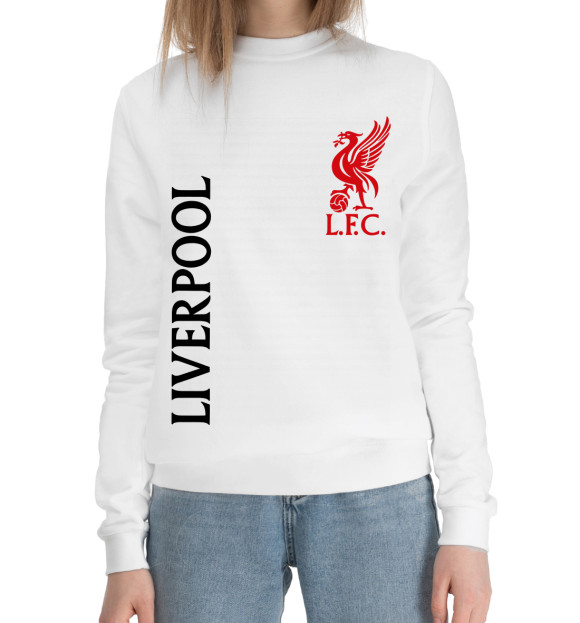 Женский хлопковый свитшот с изображением Liverpool цвета Белый