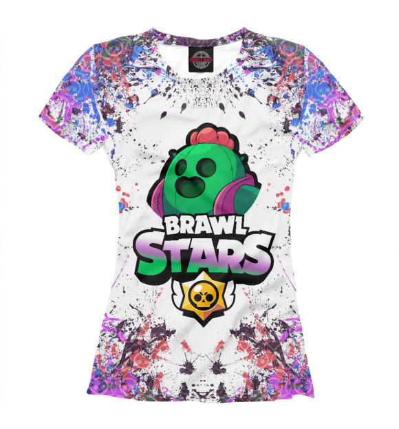 Футболка для девочек с изображением Brawl Stars Spike цвета Белый
