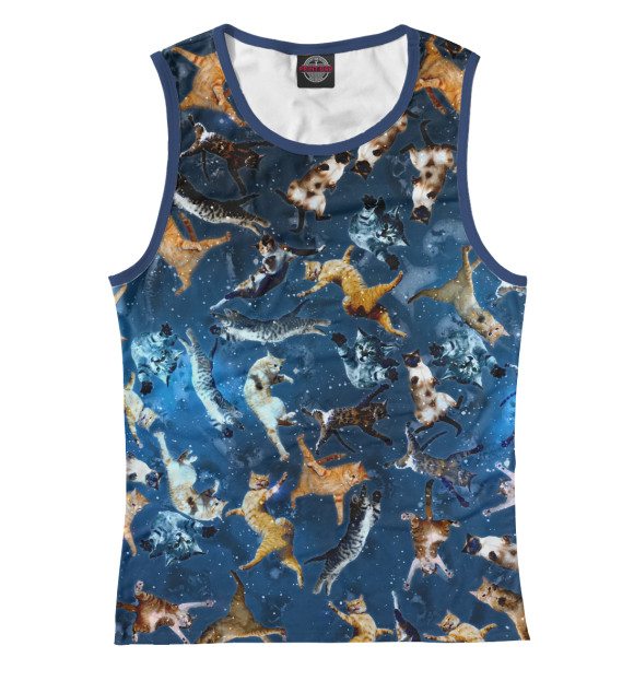 Женская майка с изображением Космические коты цвета Белый