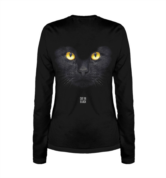 Женский лонгслив с изображением Cat In Black цвета Белый