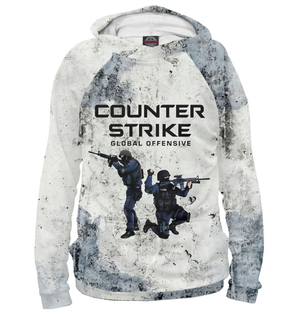 Мужское худи с изображением Counter-Strike цвета Белый