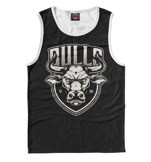 Мужская майка с притом БЫКИ цвета Белый Мужская майка с изображением БЫКИ цвета Белый