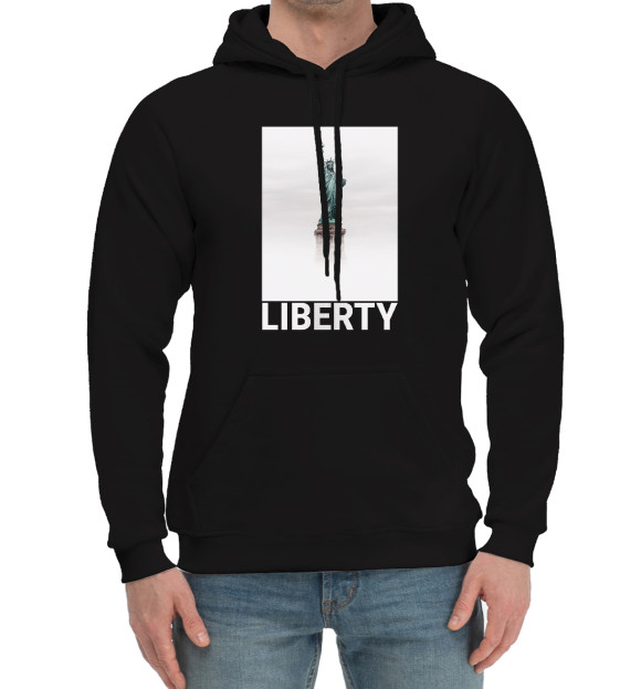 Мужской хлопковый худи с изображением Liberty цвета Черный