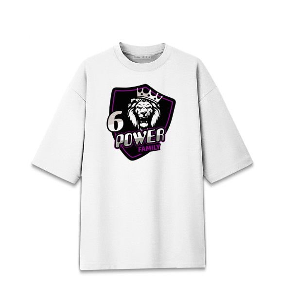 Мужская футболка оверсайз с изображением 6 power family фиолетовый цвета Белый