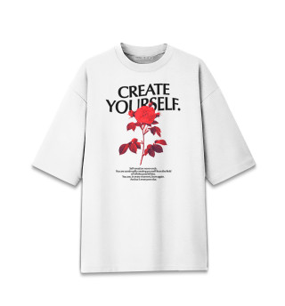 Женская футболка оверсайз Create yourself. Red