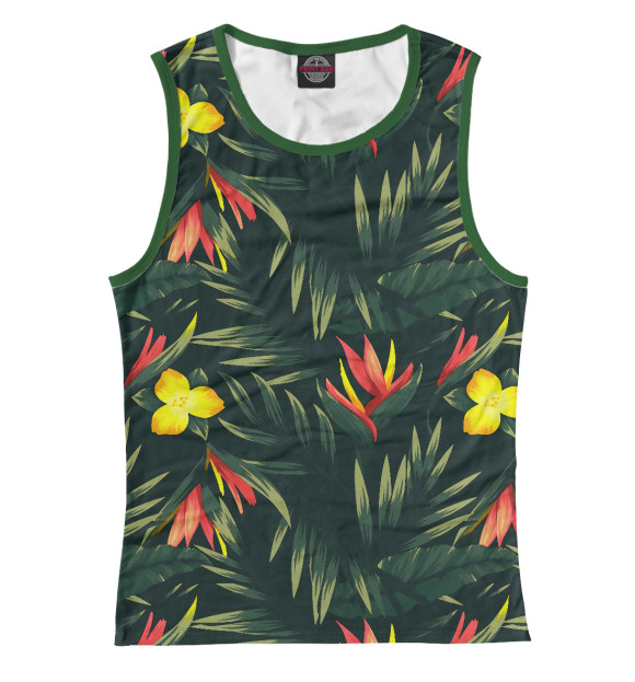 Женская майка с изображением Гавайский стиль цвета Белый