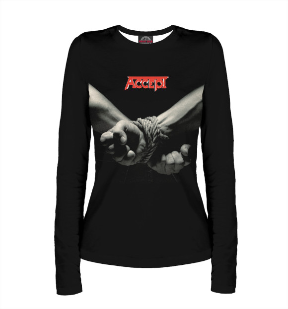 Женский лонгслив с изображением Accept цвета Белый