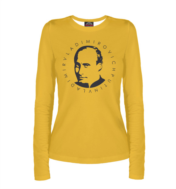 Женский лонгслив с притом В.В. Путин цвета Белый Женский лонгслив с изображением В.В. Путин цвета Белый