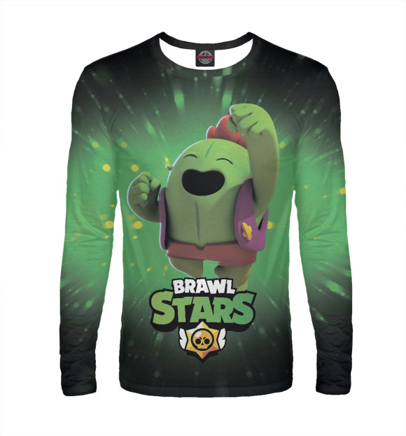 Мужской лонгслив с притом Brawn Stars Spike цвета Белый Мужской лонгслив с изображением Brawn Stars Spike цвета Белый