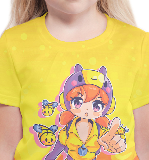 Футболка для девочек с изображением Bea Brawl stars Беа anime цвета Белый