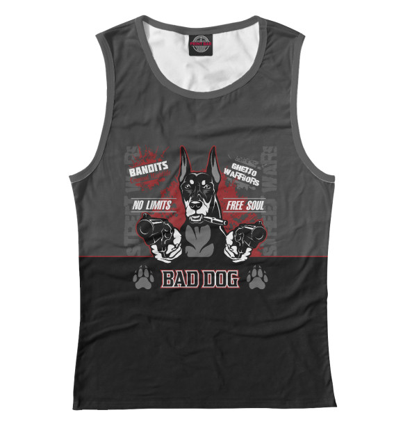 Женская майка с изображением Доберман цвета Белый