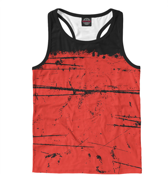 Мужская майка-борцовка с изображением Черно-красный гранж цвета Белый