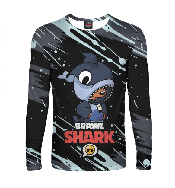 Мужской лонгслив с изображением BRAWL STARS SHARK цвета Белый