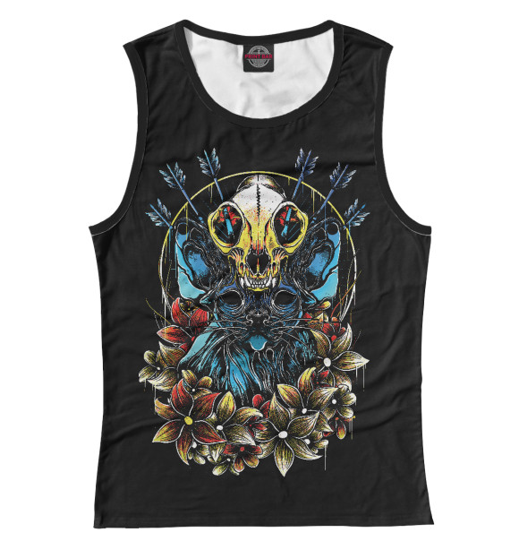 Женская майка с изображением Культовый кот цвета Белый