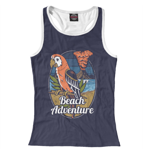 Женская майка-борцовка с изображением Попугай цвета Белый