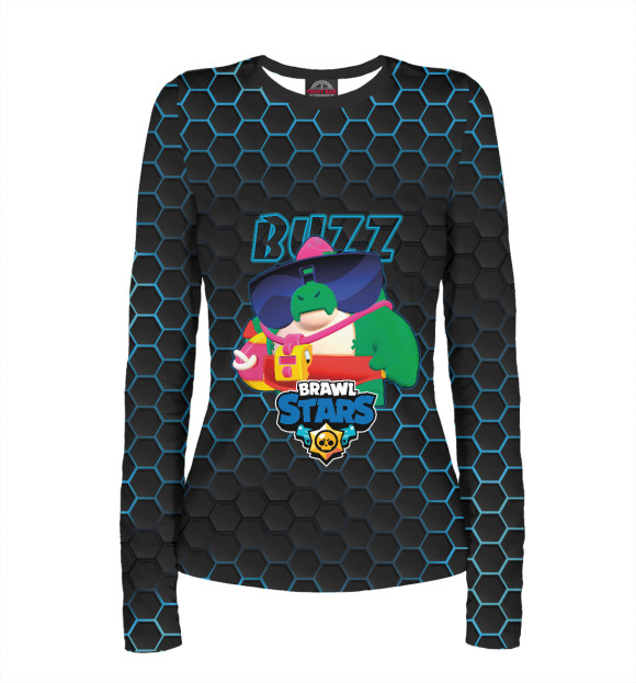 Женский лонгслив с изображением Базз. Brawl Stars цвета Белый