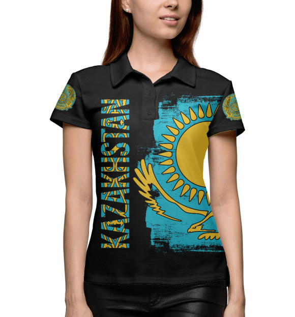 Женское поло с изображением Казахстан цвета Белый