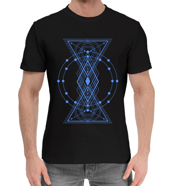 Мужская хлопковая футболка с изображением Geometry цвета Черный