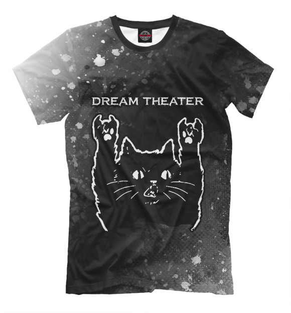 Мужская футболка с изображением Dream Theater - Рок Кот цвета Белый