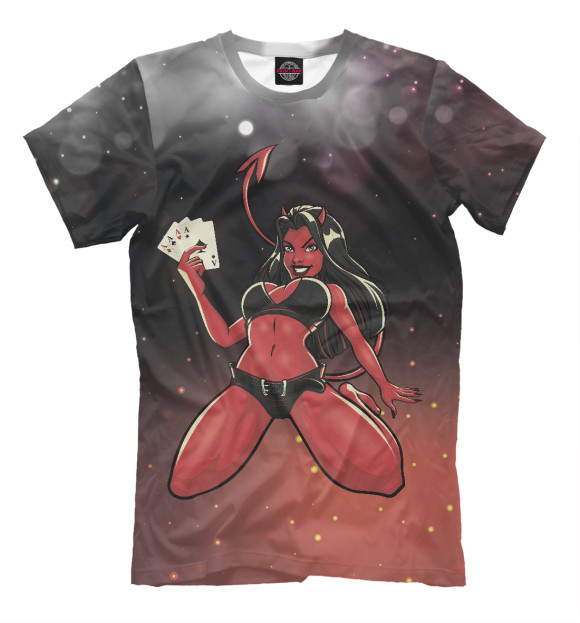 Мужская футболка с изображением Сексуальная дьяволица цвета Белый