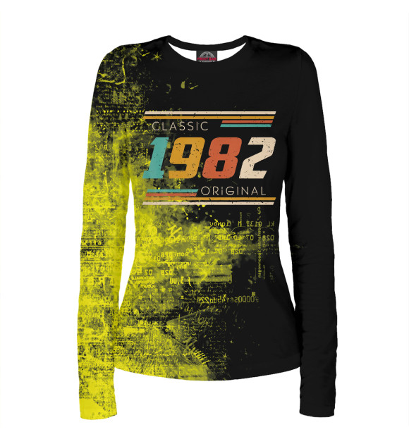 Женский лонгслив с изображением Vintage 1982 цвета Белый