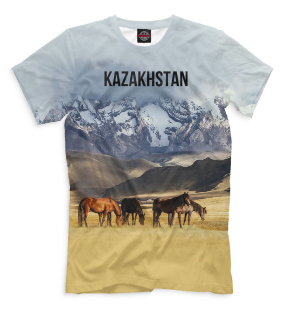 Мужская футболка с изображением Kazakhstan цвета Белый