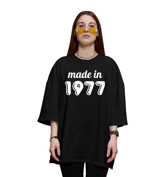 Женская футболка оверсайз с изображением Made in 1977 цвета Черный
