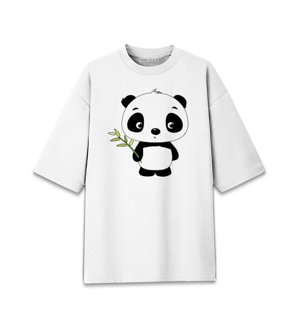 Женская футболка оверсайз с изображением Панда цвета Белый