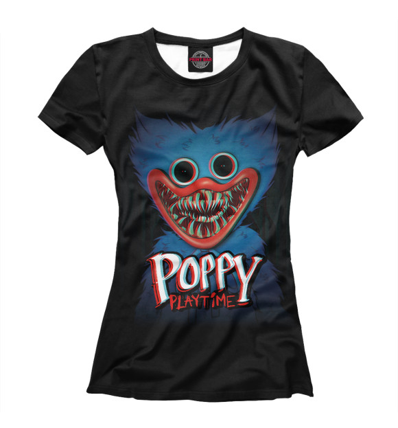 Женская футболка с изображением Poppy Playtime Хагги Вагги цвета Белый