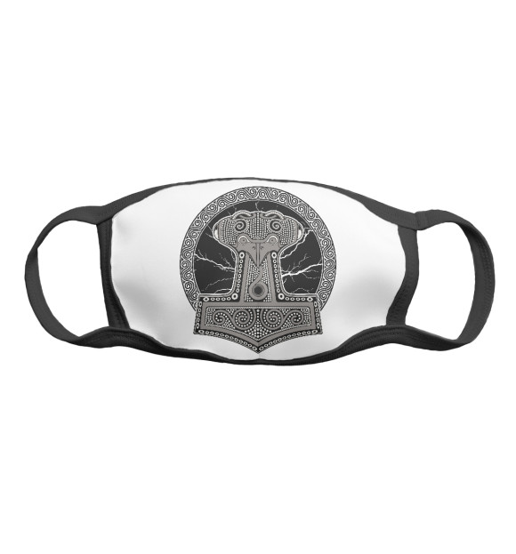 Маска тканевая с изображением Молот Тора цвета Белый