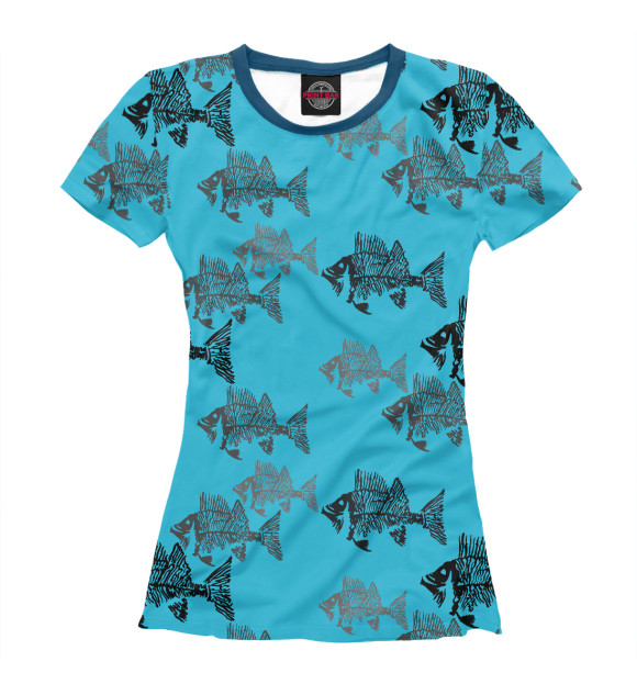 Женская футболка с изображением Рыбы косяками цвета Белый