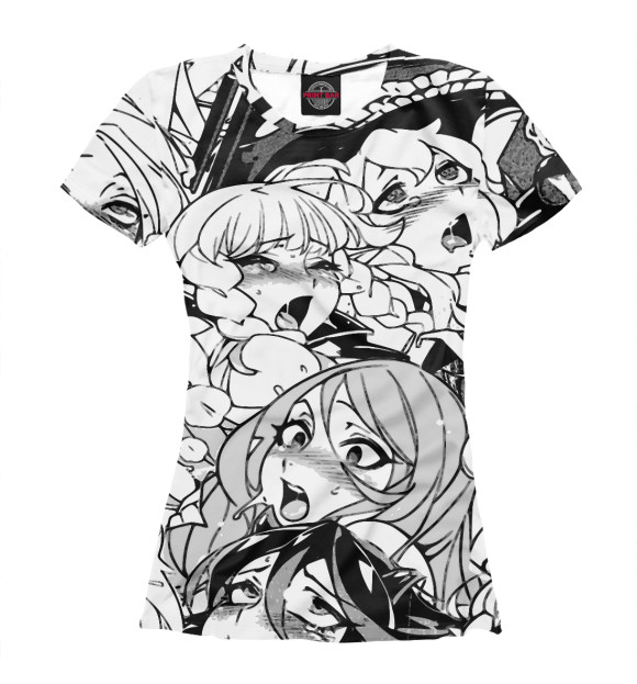Футболка для девочек с изображением Ahegao | Ахэгао цвета Белый