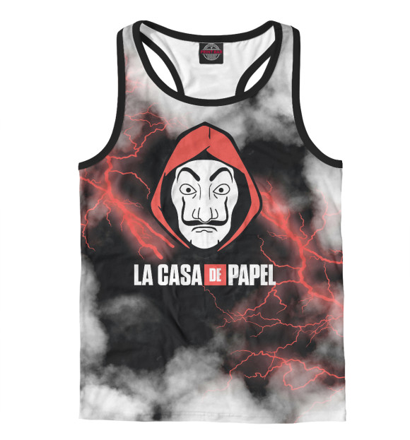 Мужская майка-борцовка с притом Бумажный Дом цвета Белый Мужская майка-борцовка с изображением Бумажный Дом цвета Белый