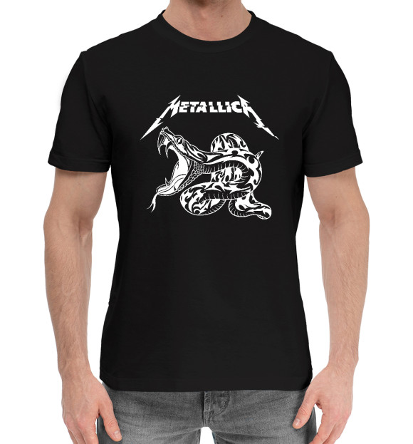Мужская хлопковая футболка с изображением Metallica цвета Черный